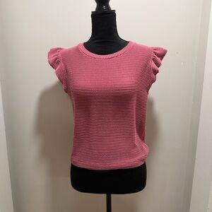 Moa Moa Pink Textured Short Sleeve Top XL